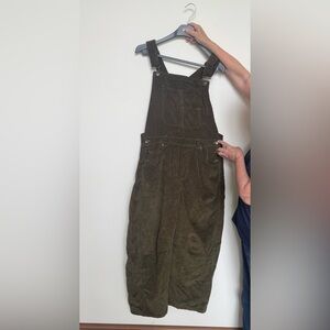 Olive Green Corduroy Women's Overalls